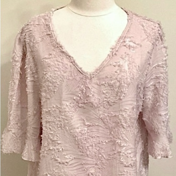 Ranlege Blush Pink Eyelash Design SZ 12 Boho Chic Cottagecore Romantic Top - Picture 2 of 9